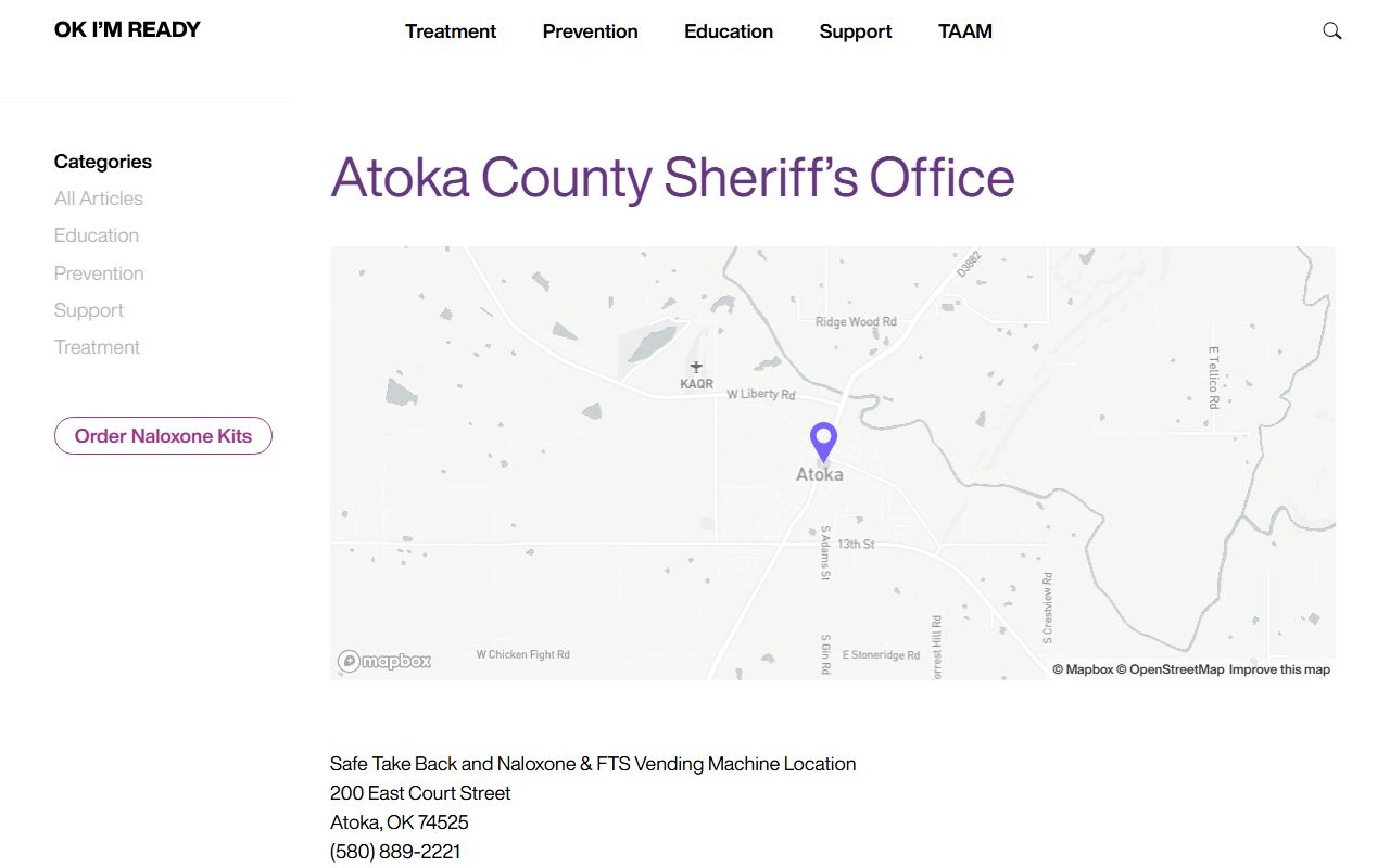 Atoka County courthouse contact listing for Court Clerk records access
