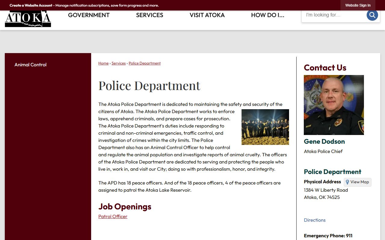Atoka County arrest records and court charges at the Atoka Police Department