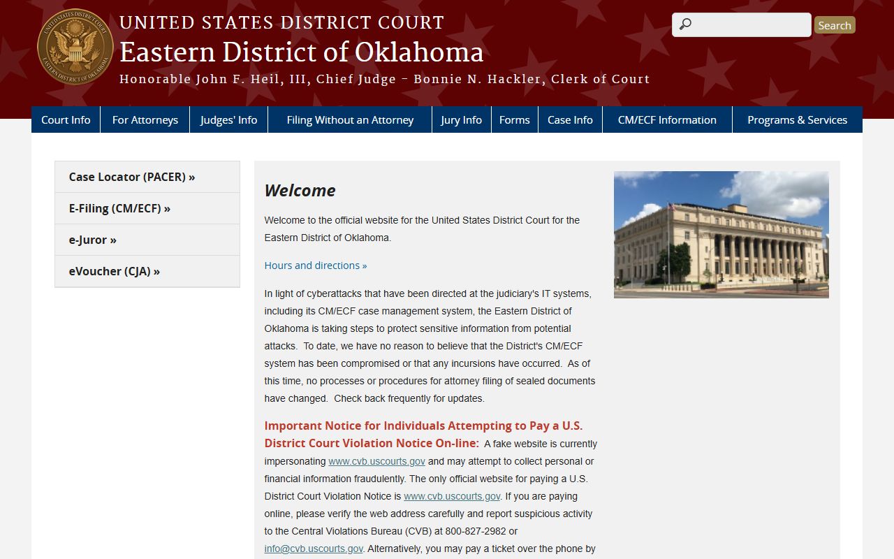 Eastern District of Oklahoma federal court near the Atoka County District Court court records