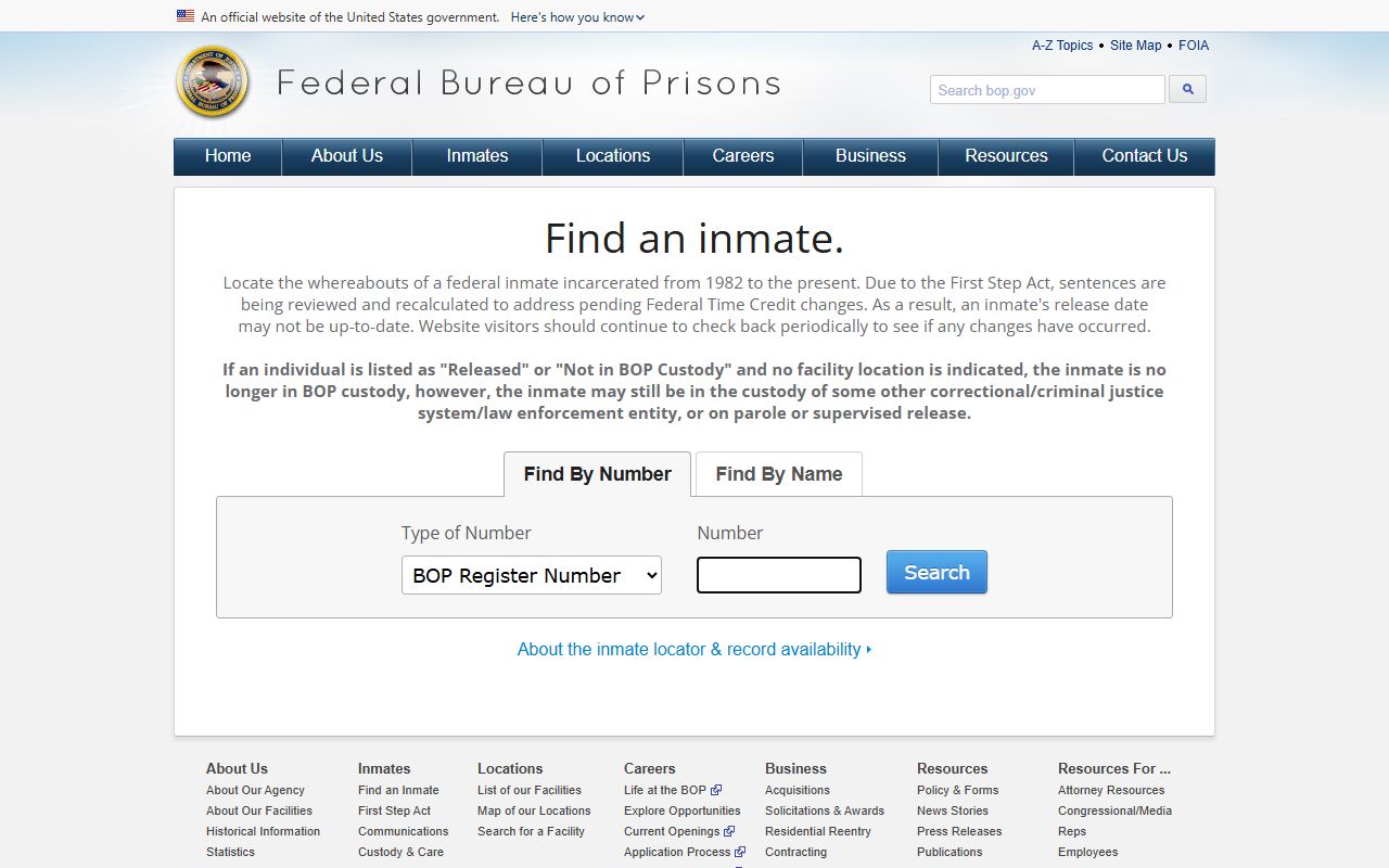 Federal BOP inmate locator for Atoka County federal custody records