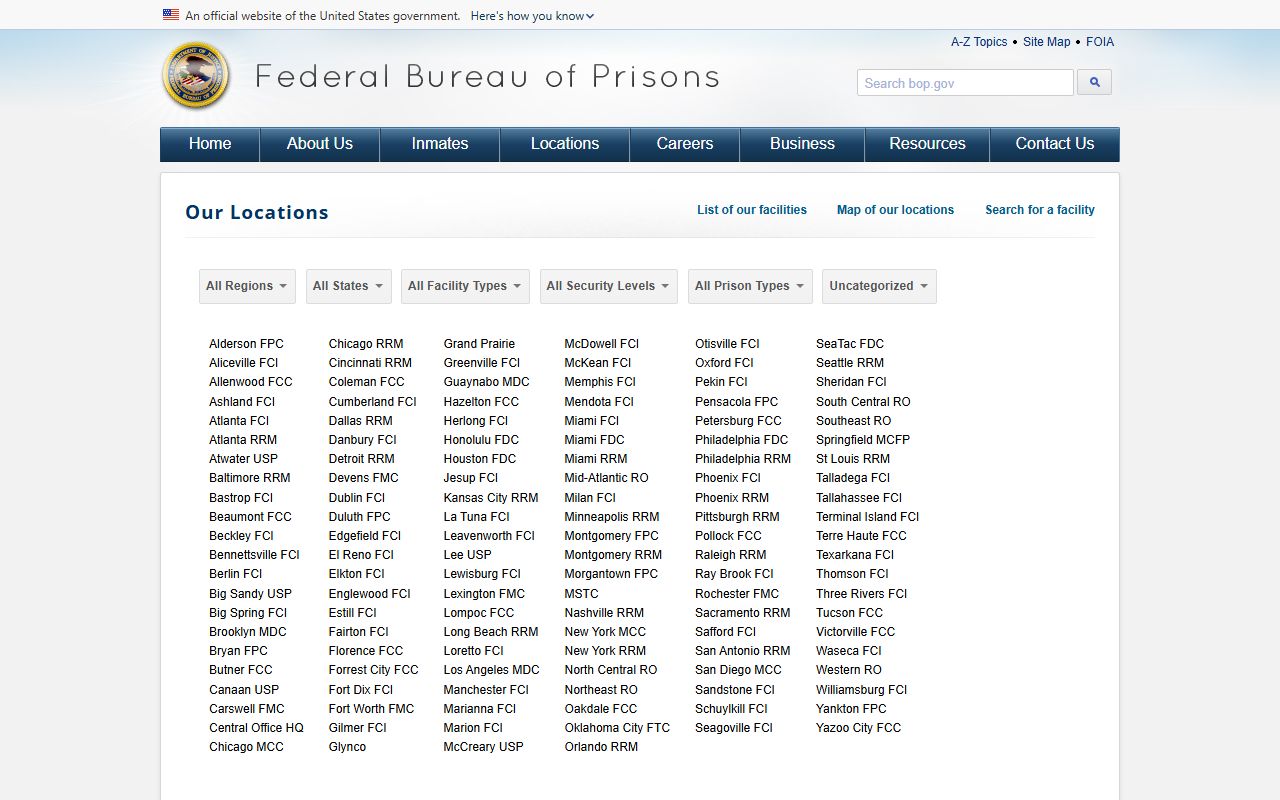 Federal facility locator used to locate an incarcerated spouse for an Atoka County divorce