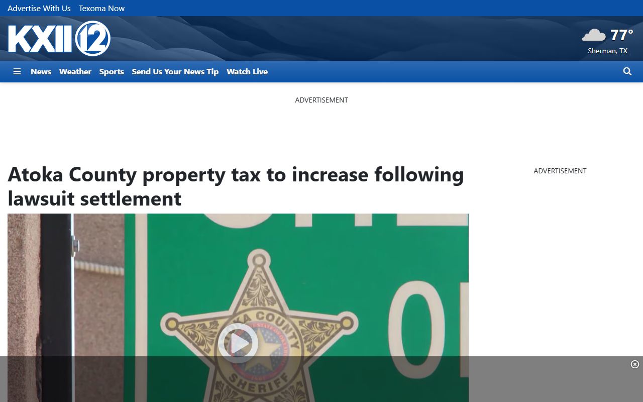 Atoka County traffic court records local context in KXII coverage of a county property tax increase