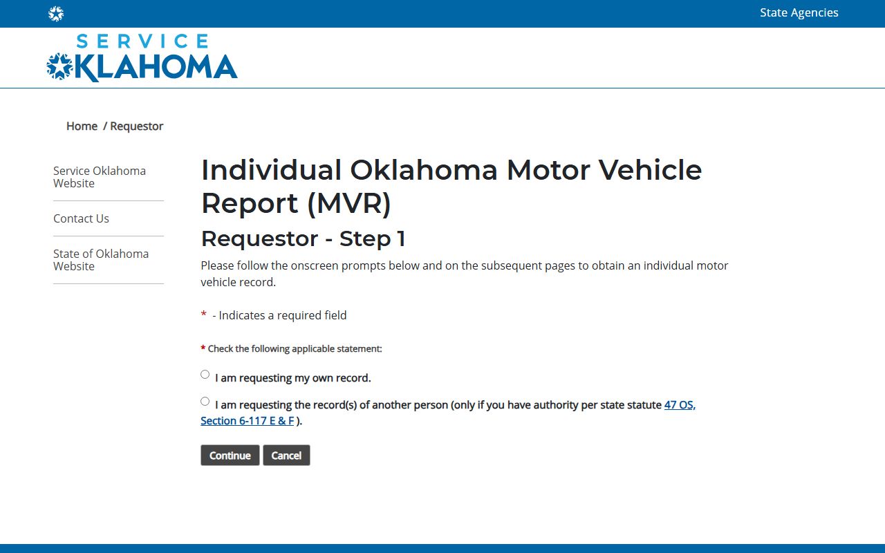 Atoka County traffic court records compared with the Service Oklahoma DPS driver record request page